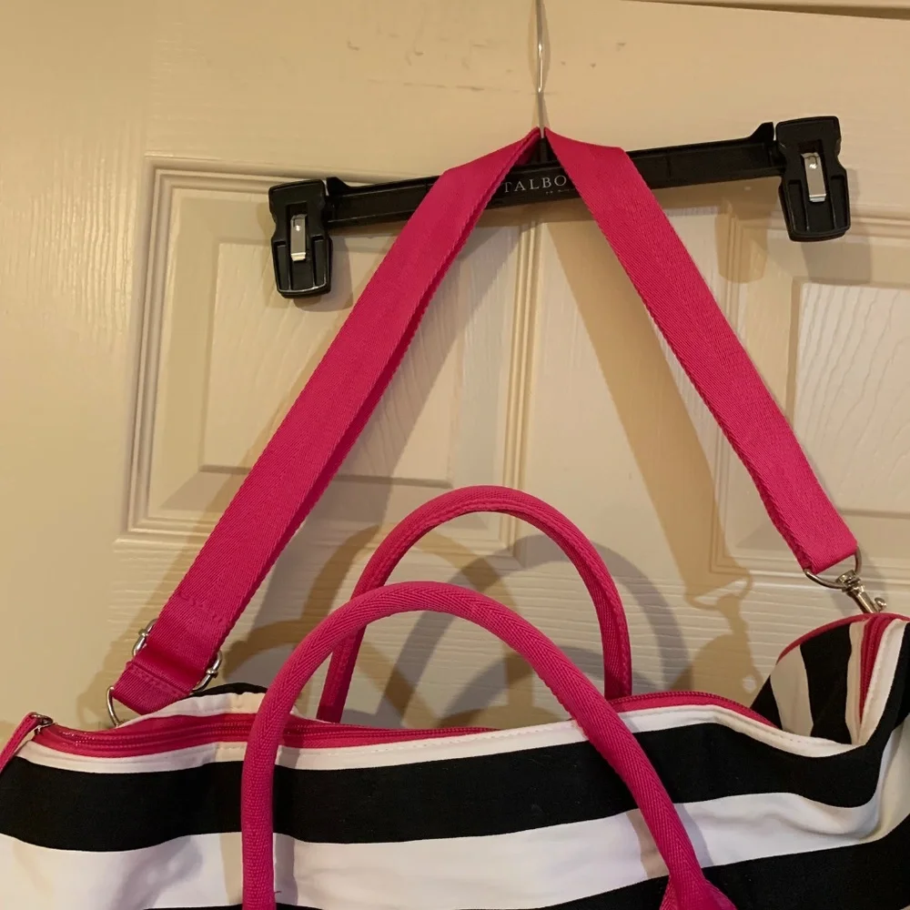 Victoria’s Secret Black/White/Pink Canvas Duffle Tote Bag